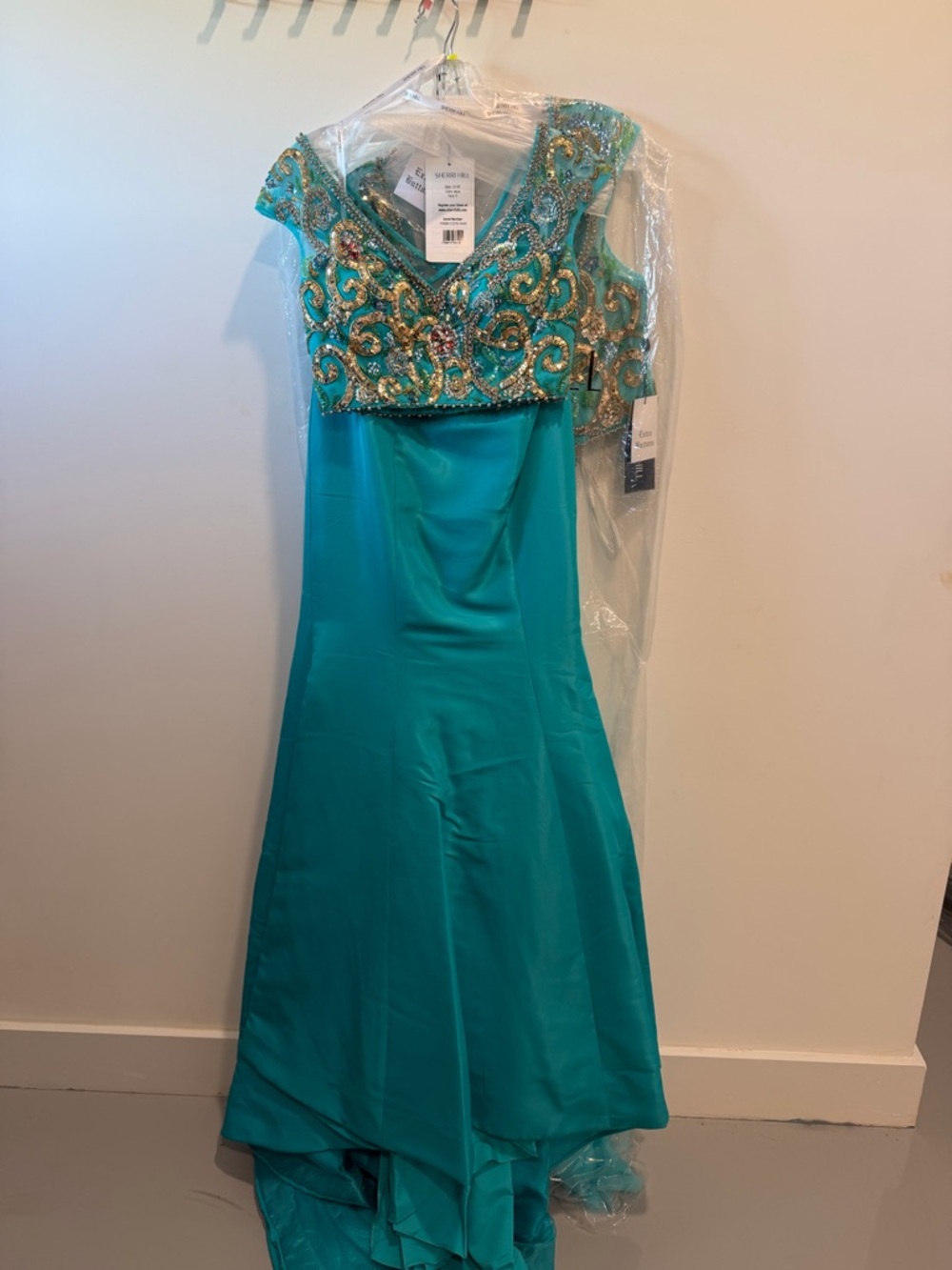 Sherri Hill 2 pc Aqua Beaded Embellished Evening Dress Sizes 2 or 12